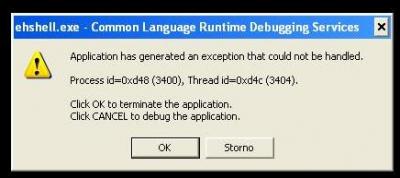 ehshell.exe common language runtime debugging services click center