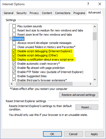 display a notification about every script error ie7