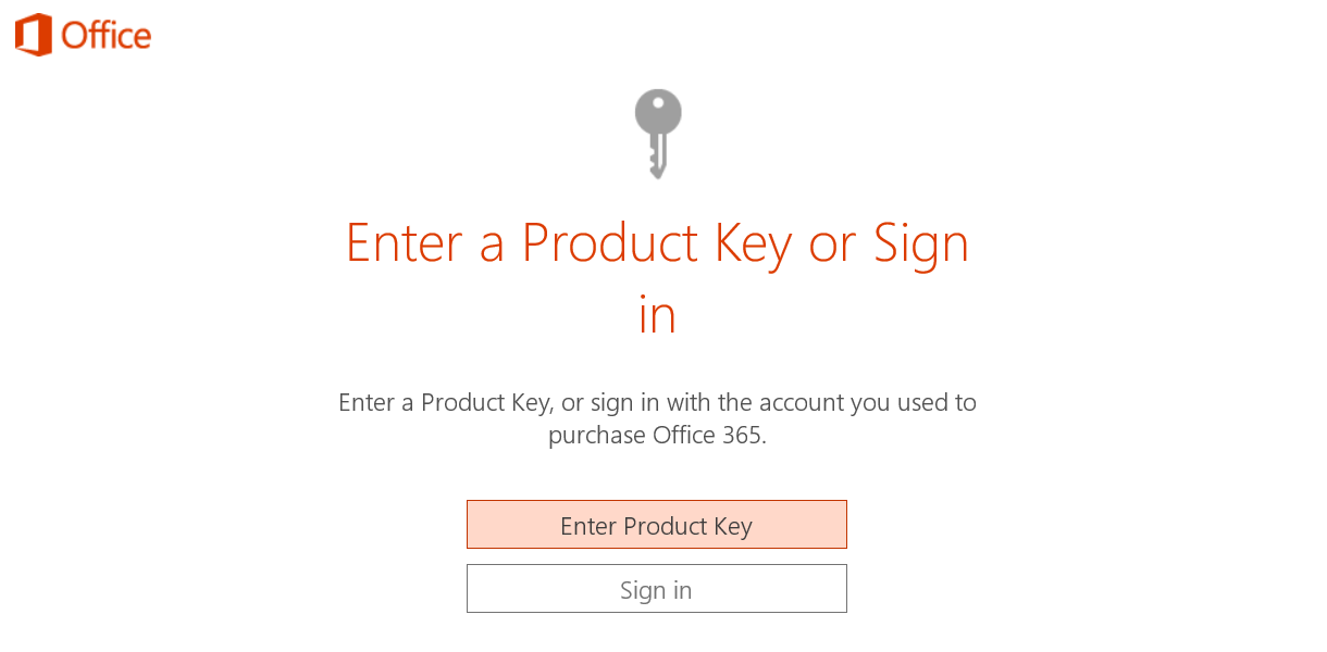 Enter a Product Key