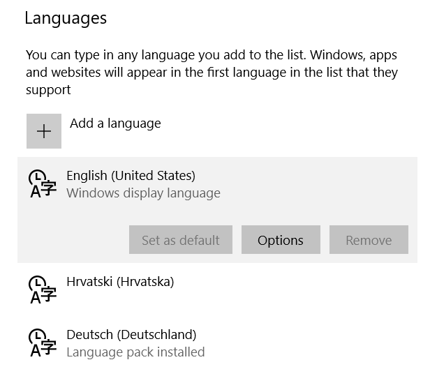 change a language in Windows 10