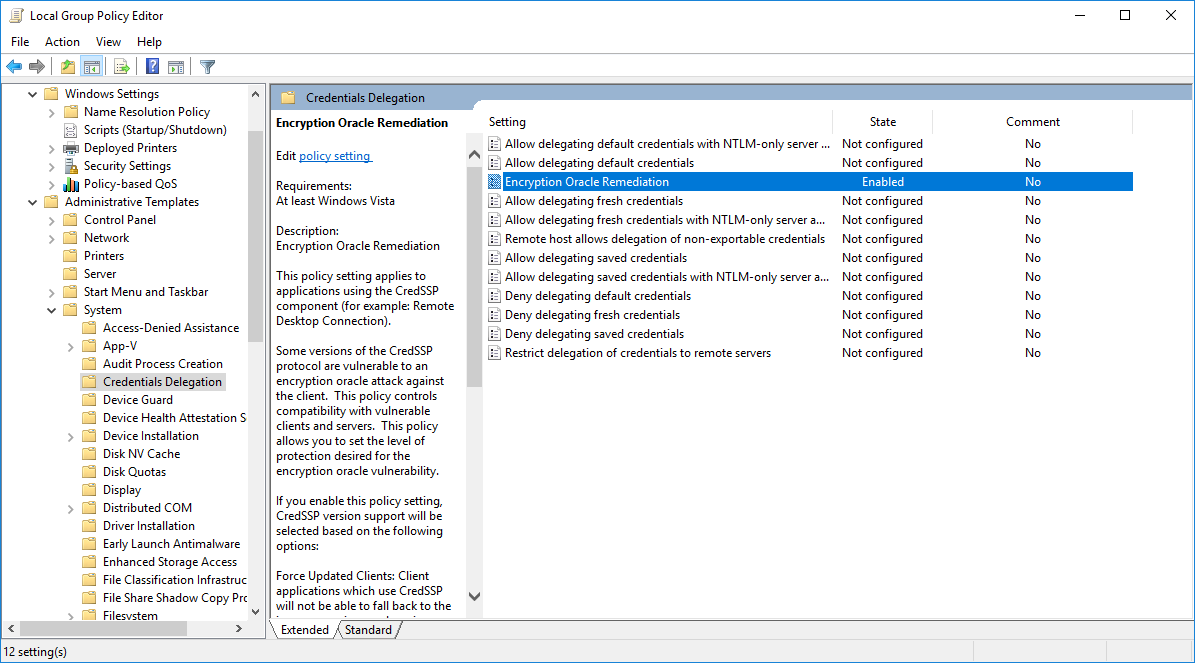 Credentials delegation в русской версии. Шифрование gpedit. Credentials delegation перевод. Windows Server enhanced Storage. Connection denied