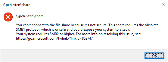 You can't connect to the file share
