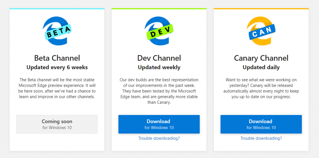 Edge browser for Canary build