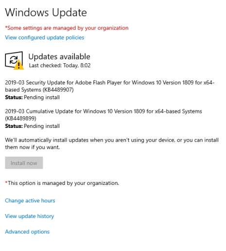 Windows Update - Install now