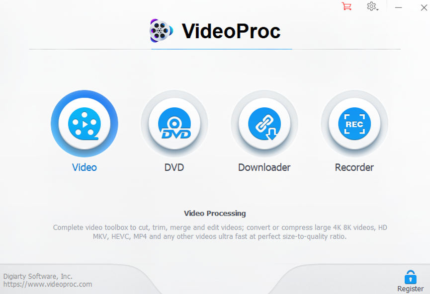 VideoProc main UI