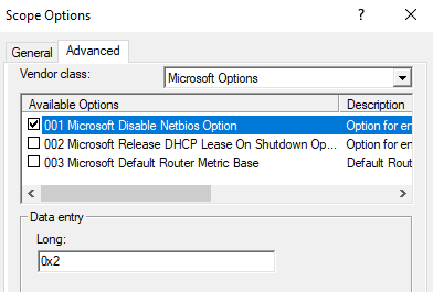 How to disable NetBIOS for DHCP clients