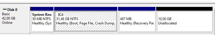 cannot extend disk windows 10 recovery partition