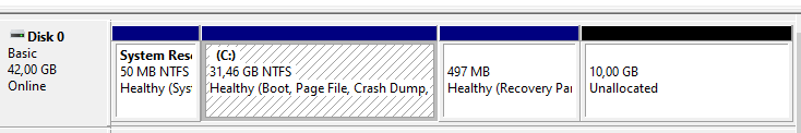 Cannot extend the System Drive