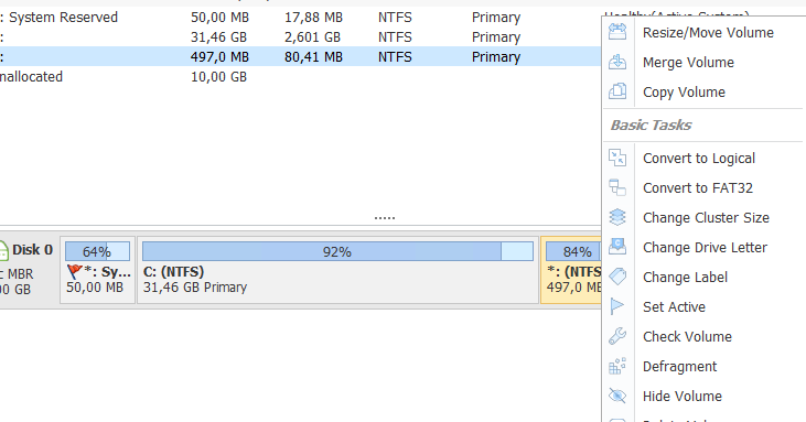 Cannot extend the System Drive