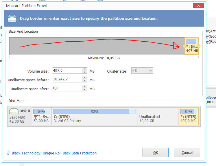 Cannot extend the System Drive